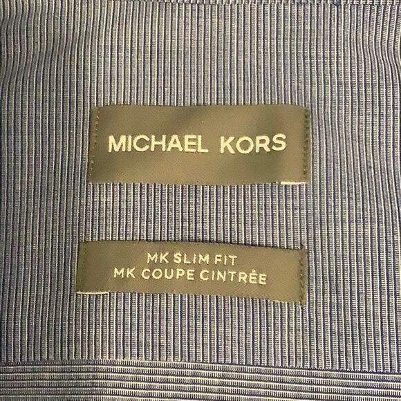 MICHAEL KORS PINSTRIPE BUTTON DOWN LONG SLEEVE‎ SHIRT SIZE 16.5 (LARGE) - Picture 7 of 8